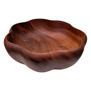 Pacific Merchants Acacia Serving Bowl Brown Wood Round Flared  Acaciaware 12"